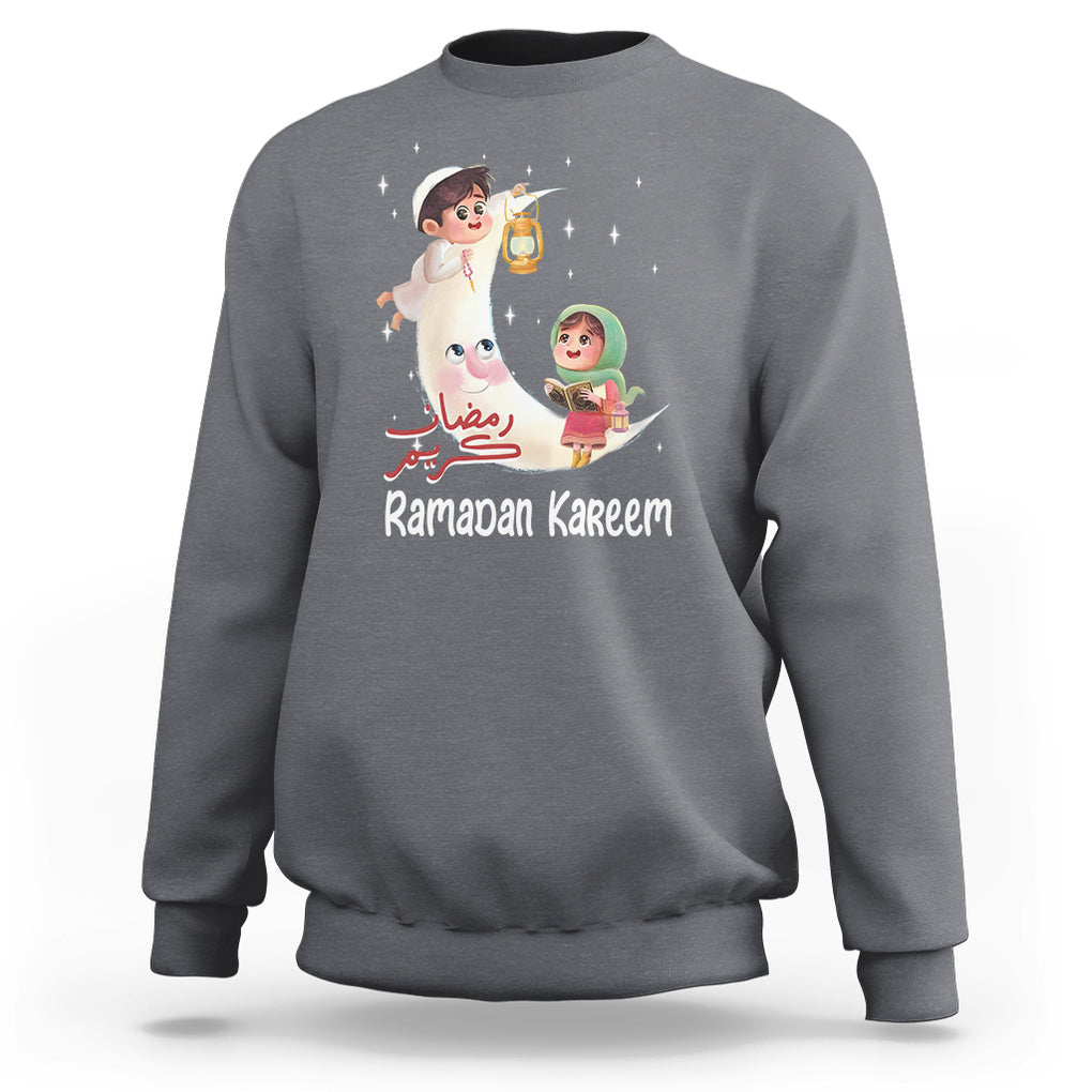 Cute KId Ramadan Kareem Mubarak Islam Sweatshirt TS09 Charcoal Printyourwear