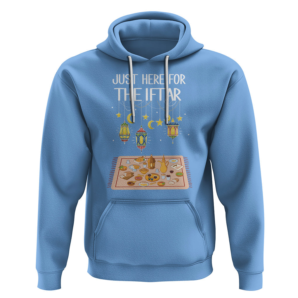 Ramadan Hoodie Just Here For The Iftar Islam Islamic TS09 Carolina Blue Printyourwear