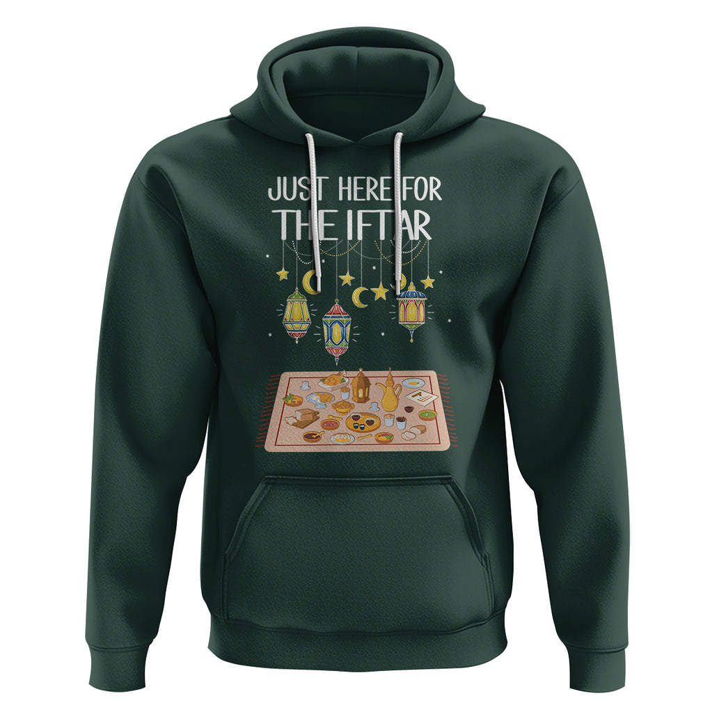 Ramadan Hoodie Just Here For The Iftar Islam Islamic TS09 Dark Forest Green Printyourwear