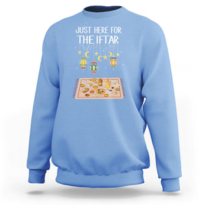 Ramadan Sweatshirt Just Here For The Iftar Islam Islamic TS09 Carolina Blue Printyourwear