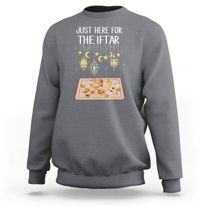 Ramadan Sweatshirt Just Here For The Iftar Islam Islamic TS09 Charcoal Printyourwear