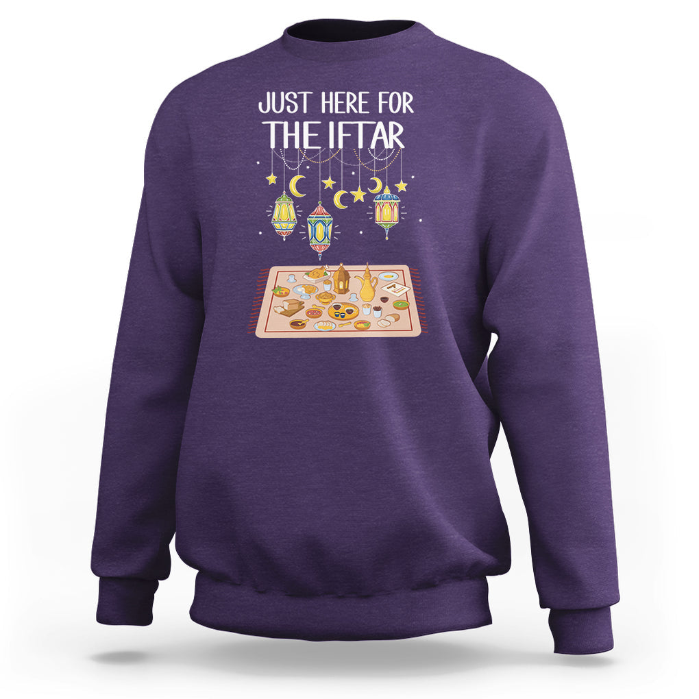 Ramadan Sweatshirt Just Here For The Iftar Islam Islamic TS09 Purple Printyourwear