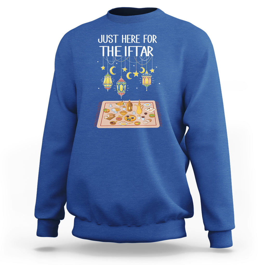 Ramadan Sweatshirt Just Here For The Iftar Islam Islamic TS09 Royal Blue Printyourwear