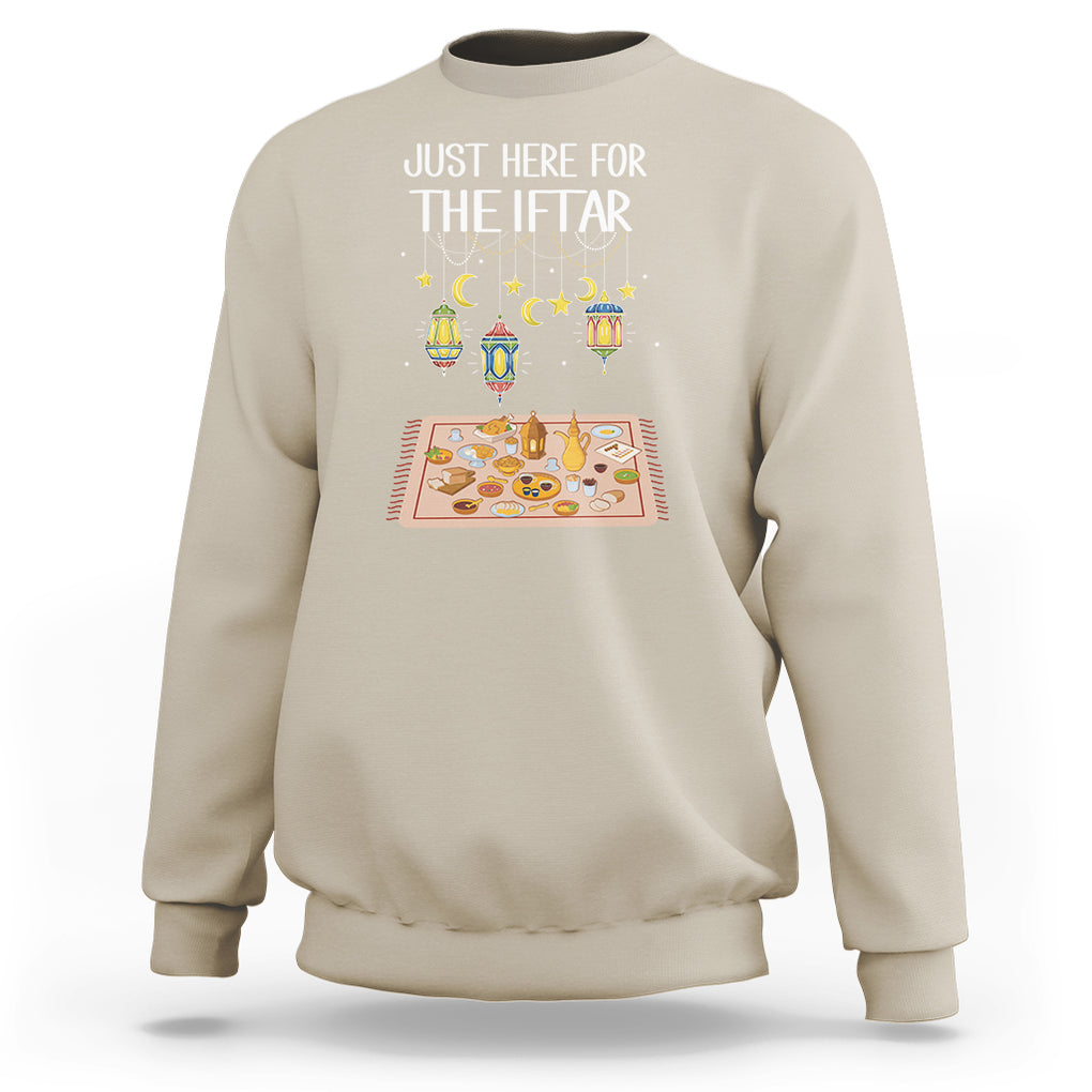 Ramadan Sweatshirt Just Here For The Iftar Islam Islamic TS09 Sand Printyourwear