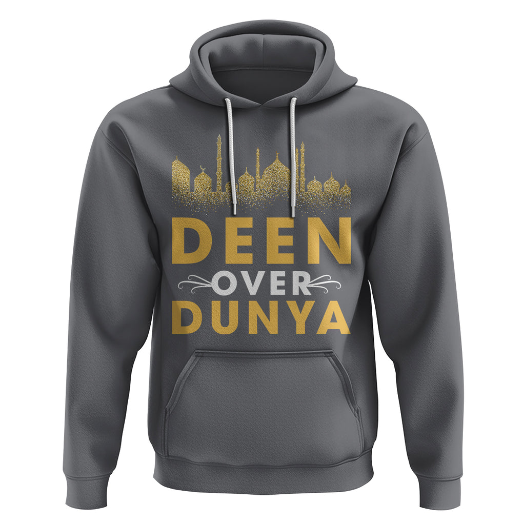 Islam Hoodie Deen Over Dunya Islamic Muslim TS09 Charcoal Printyourwear