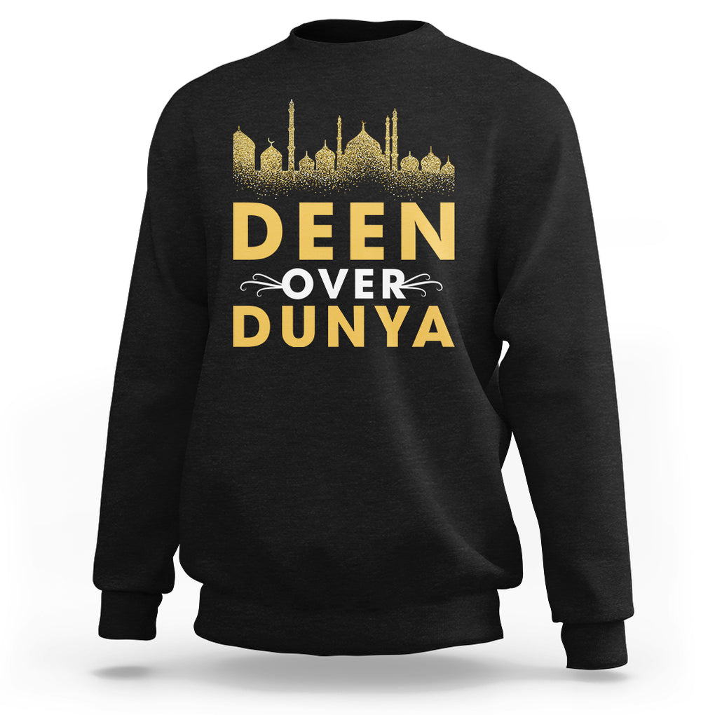 Islam Sweatshirt Deen Over Dunya Islamic Muslim TS09 Black Printyourwear