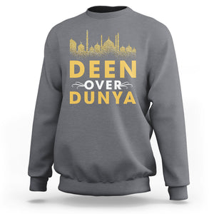 Islam Sweatshirt Deen Over Dunya Islamic Muslim TS09 Charcoal Printyourwear
