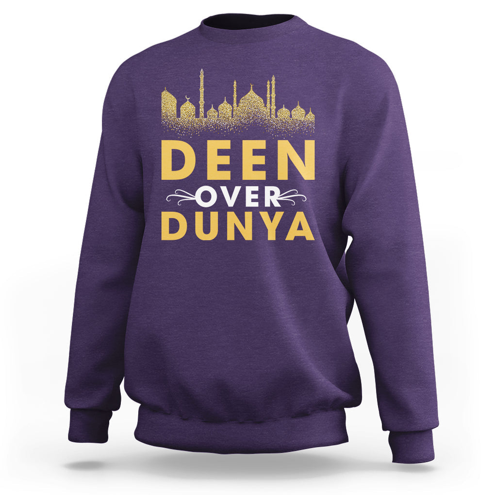 Islam Sweatshirt Deen Over Dunya Islamic Muslim TS09 Purple Printyourwear