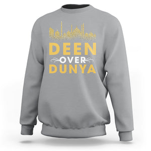 Islam Sweatshirt Deen Over Dunya Islamic Muslim TS09 Sport Gray Printyourwear