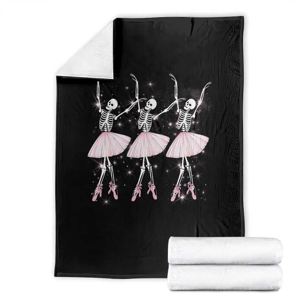 Funny Halloween Skeleton Ballet Dancing Ballerina Throw Blanket TS09 Black Print Your Wear