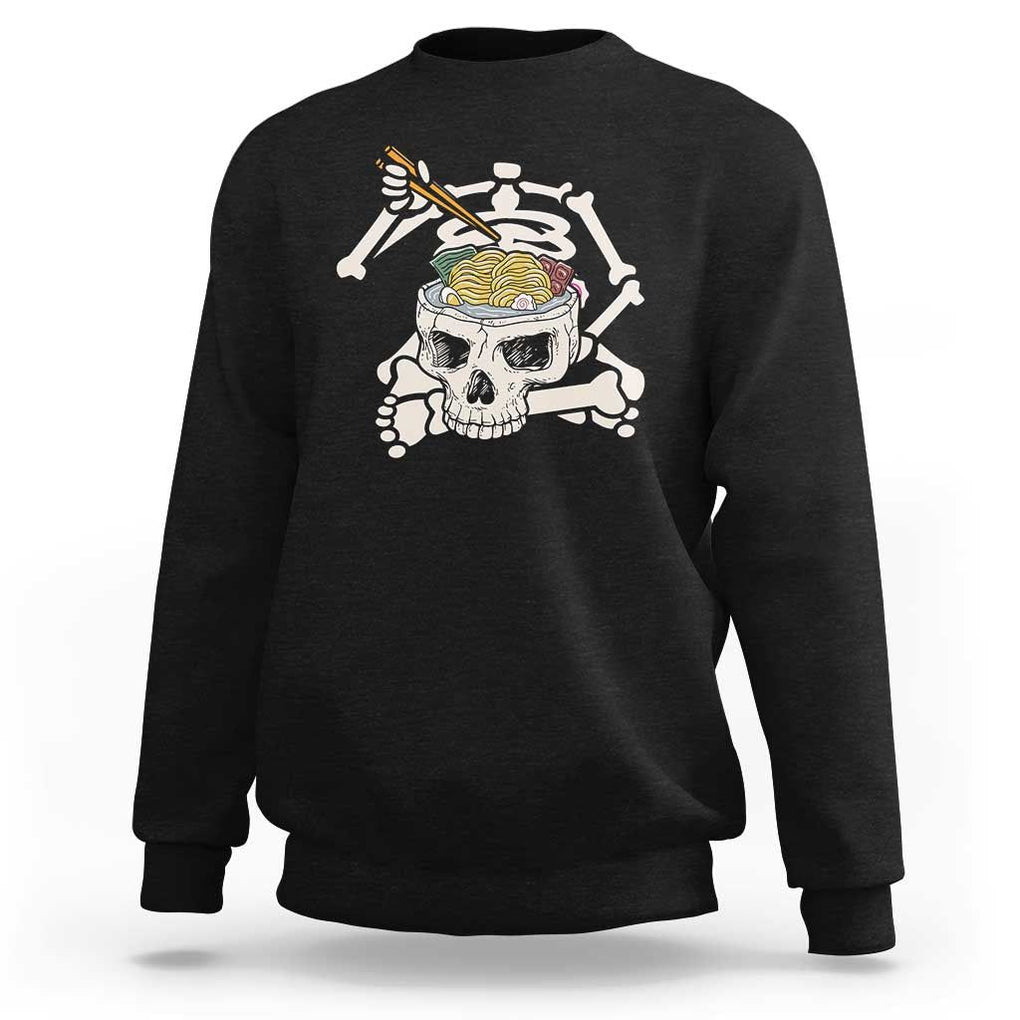 Food Lover Sweatshirt Skeleton Eating Ramen Japanese Noodle TS09 Black Print Your Wear