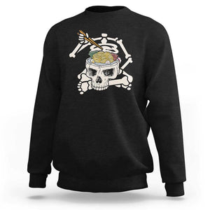 Food Lover Sweatshirt Skeleton Eating Ramen Japanese Noodle TS09 Black Print Your Wear