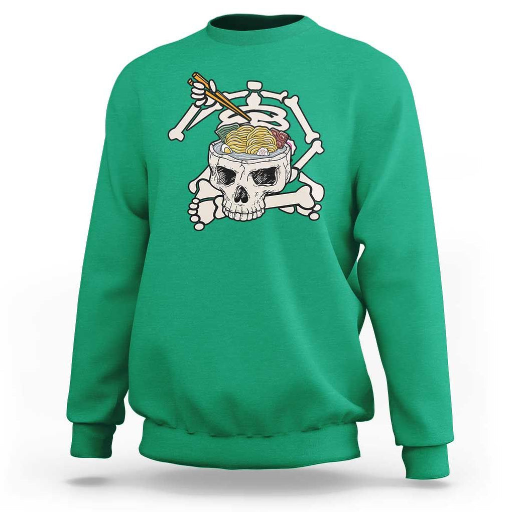Food Lover Sweatshirt Skeleton Eating Ramen Japanese Noodle TS09 Irish Green Print Your Wear