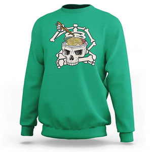 Food Lover Sweatshirt Skeleton Eating Ramen Japanese Noodle TS09 Irish Green Print Your Wear