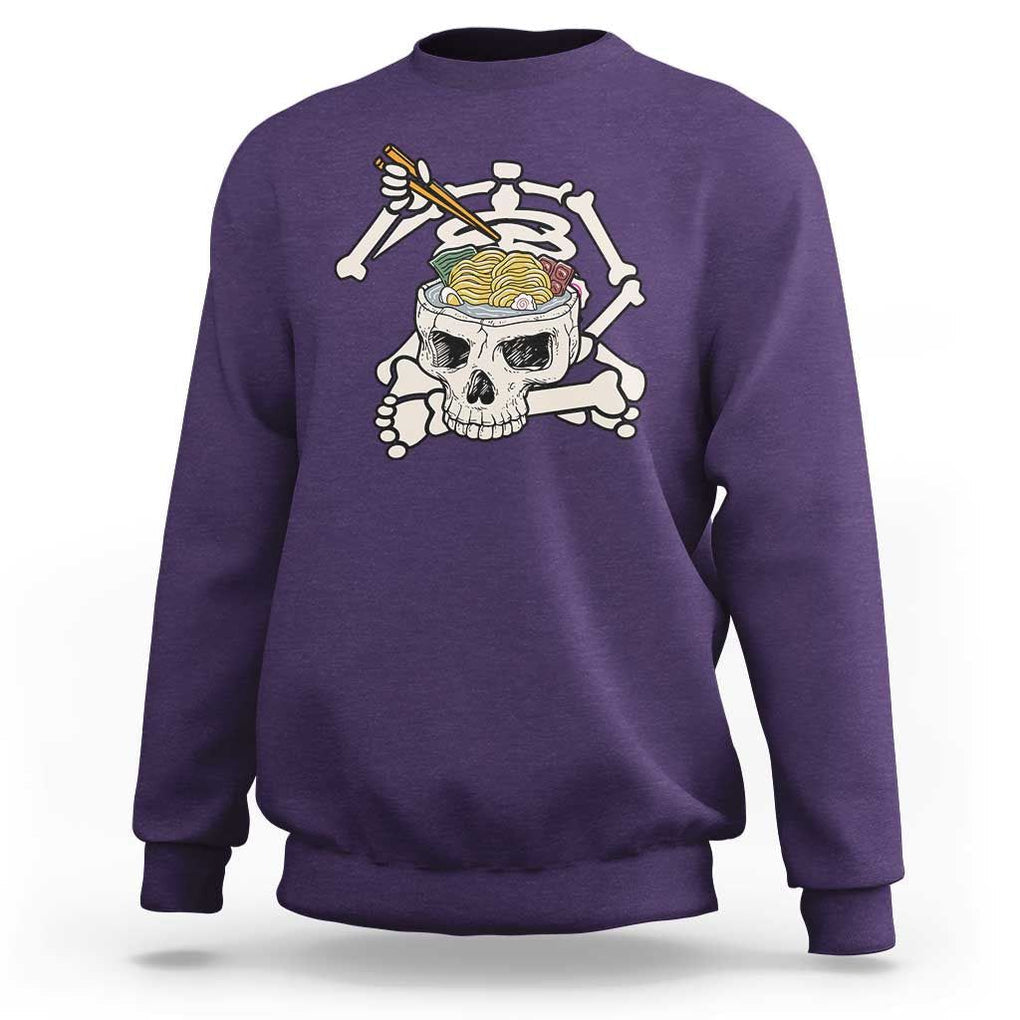 Food Lover Sweatshirt Skeleton Eating Ramen Japanese Noodle TS09 Purple Print Your Wear
