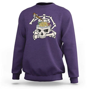 Food Lover Sweatshirt Skeleton Eating Ramen Japanese Noodle TS09 Purple Print Your Wear