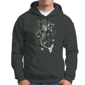 Halloween Mermaid Hoodie Mermaid Skeleton Spooky Season In Ocean TS09 Dark Heather Print Your Wear