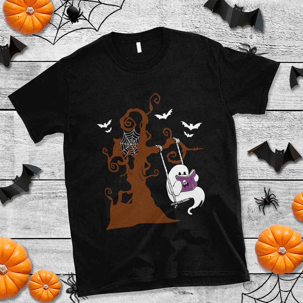 Halloween Bookaholic T Shirt Cute Ghost Swing Reading Book TS09 Black Print Your Wear