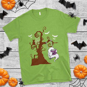 Halloween Bookaholic T Shirt Cute Ghost Swing Reading Book TS09 Lime Print Your Wear