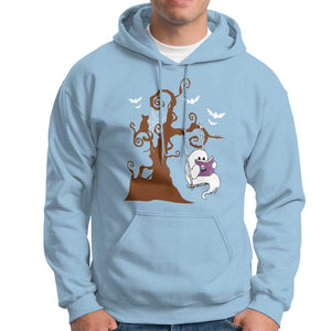 Halloween Bookaholic Hoodie Cute Ghost Swing Reading Book TS09 Light Blue Print Your Wear