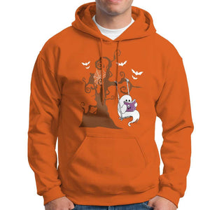 Halloween Bookaholic Hoodie Cute Ghost Swing Reading Book TS09 Orange Print Your Wear