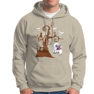 Halloween Bookaholic Hoodie Cute Ghost Swing Reading Book TS09 Sand Print Your Wear