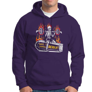 Halloween Gymer Hoodie Make It Happen Skeleton Deadlift Fitness Gym TS09 Purple Print Your Wear