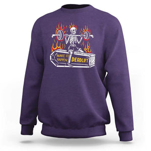 Halloween Gymer Sweatshirt Make It Happen Skeleton Deadlift Fitness Gym TS09 Purple Print Your Wear
