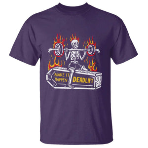 Halloween Gymer T Shirt Make It Happen Skeleton Deadlift Fitness Gym TS09 Purple Print Your Wear