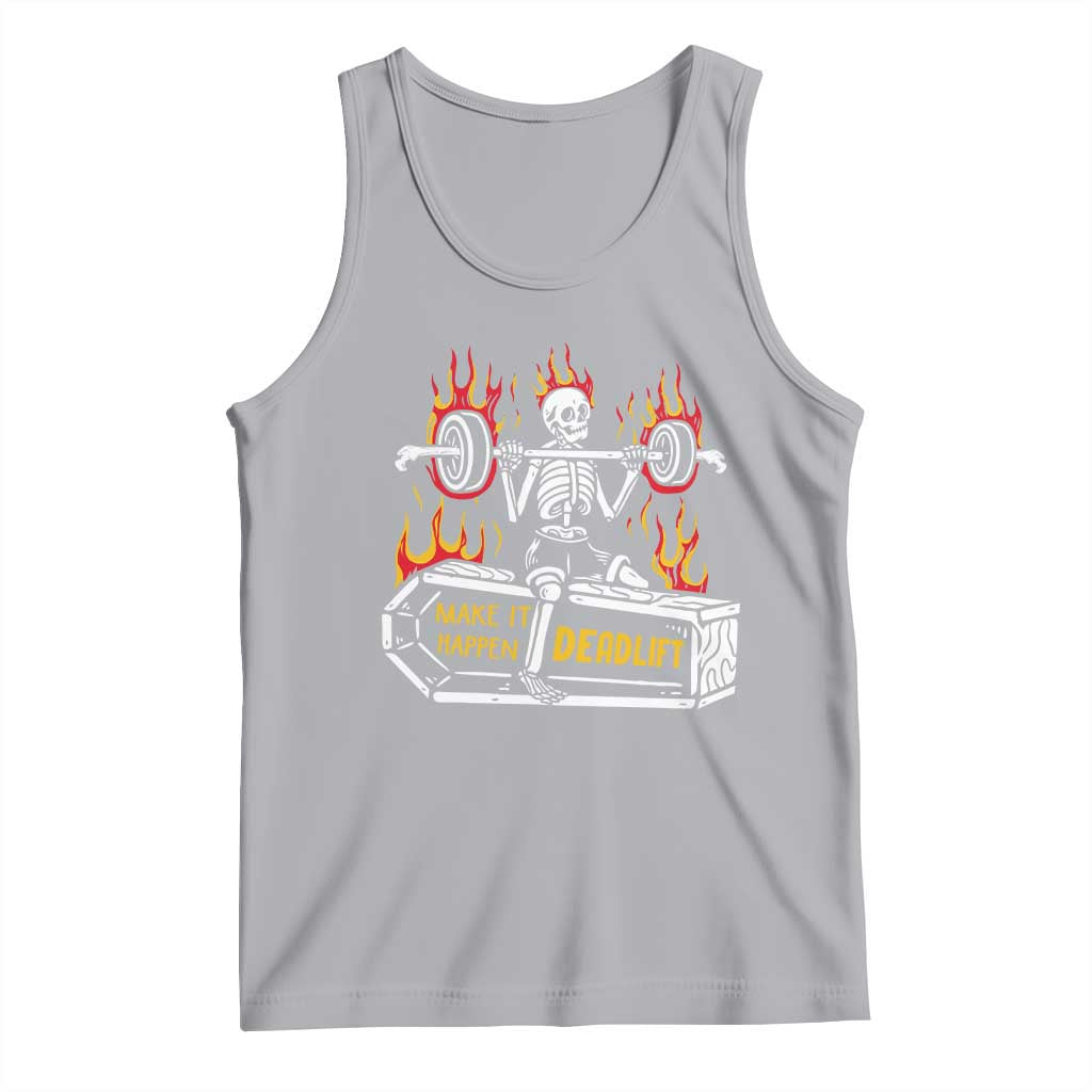 Halloween Gymer Tank Top Make It Happen Skeleton Deadlift Fitness Gym TS09 Athletic Heather Print Your Wear