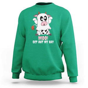 Halloween Sweatshirt MOO Get Out My Hay Cow Boo Ghost TS09 Irish Green Print Your Wear