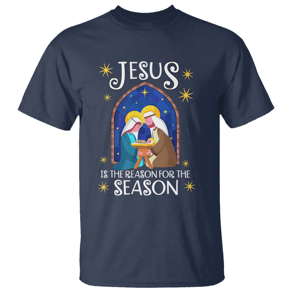 Jesus Is The Reason For The Season Christmas Nativity T Shirt TS09 Navy Printyourwear