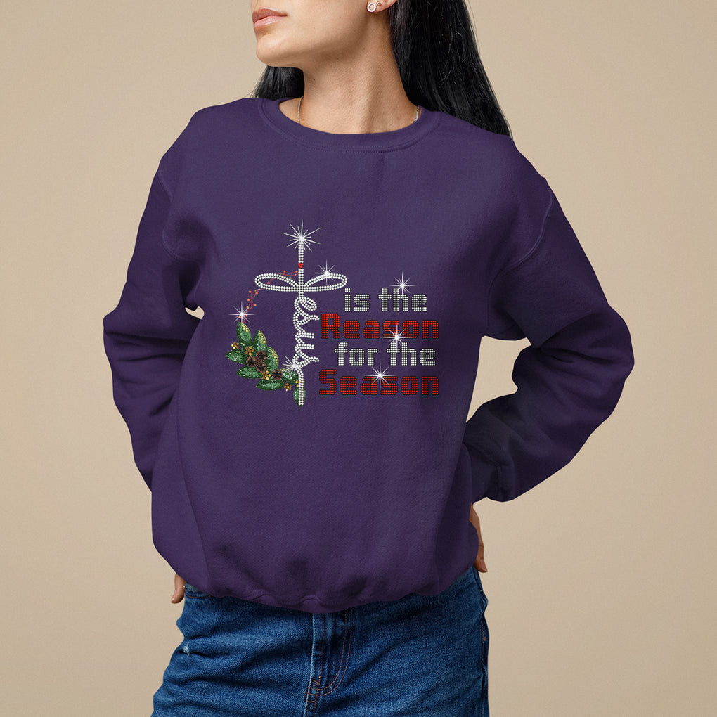 Jesus Is The Reason For The Season Bling Christmas Sweatshirt TS09 Purple Printyourwear