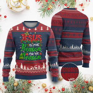 Christian Ugly Christmas Sweater Jesus Is The Reason For The Season TS09 Burgundy Print Your Wear