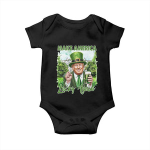 Funny Trump St. Patrick's Day Baby Onesie Make America Lucky Again TS09 Black Print Your Wear