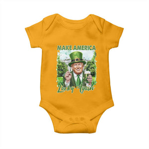 Funny Trump St. Patrick's Day Baby Onesie Make America Lucky Again TS09 Gold Print Your Wear