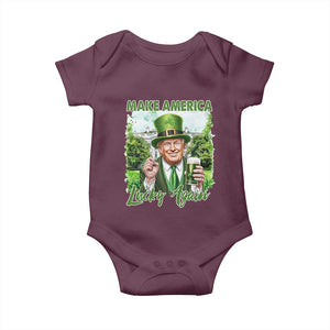 Funny Trump St. Patrick's Day Baby Onesie Make America Lucky Again TS09 Maroon Print Your Wear