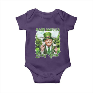 Funny Trump St. Patrick's Day Baby Onesie Make America Lucky Again TS09 Purple Print Your Wear