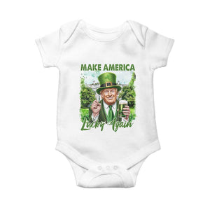 Funny Trump St. Patrick's Day Baby Onesie Make America Lucky Again TS09 White Print Your Wear