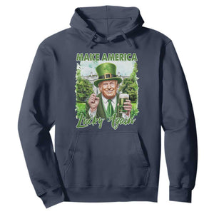 Funny Trump St. Patrick's Day Hoodie Make America Lucky Again TS09 Navy Print Your Wear