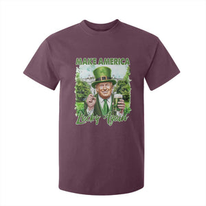 Funny Trump St. Patrick's Day T Shirt For Kid Make America Lucky Again TS09 Maroon Print Your Wear