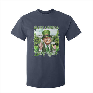 Funny Trump St. Patrick's Day T Shirt For Kid Make America Lucky Again TS09 Navy Print Your Wear