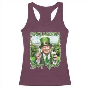 Funny Trump St. Patrick's Day Racerback Tank Top Make America Lucky Again TS09 Maroon Print Your Wear