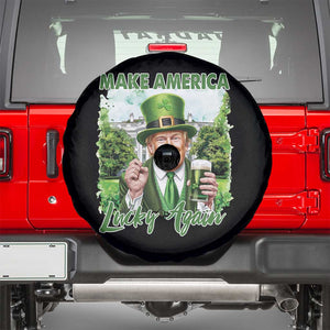 Funny Trump St. Patrick's Day Spare Tire Cover Make America Lucky Again TS09 Black Print Your Wear