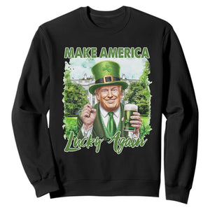 Funny Trump St. Patrick's Day Sweatshirt Make America Lucky Again TS09 Black Print Your Wear