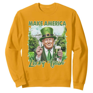 Funny Trump St. Patrick's Day Sweatshirt Make America Lucky Again TS09 Gold Print Your Wear