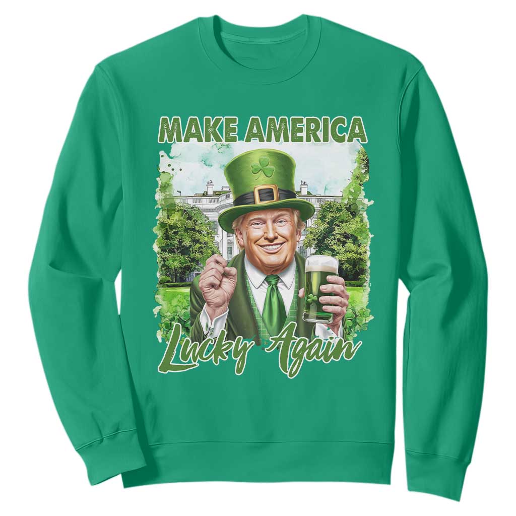 Funny Trump St. Patrick's Day Sweatshirt Make America Lucky Again TS09 Irish Green Print Your Wear