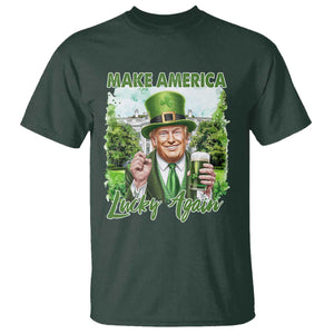 Funny Trump St. Patrick's Day T Shirt Make America Lucky Again TS09 Dark Forest Green Print Your Wear