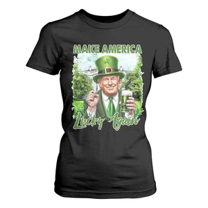 Funny Trump St. Patrick's Day T Shirt For Women Make America Lucky Again TS09 Black Print Your Wear