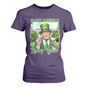 Funny Trump St. Patrick's Day T Shirt For Women Make America Lucky Again TS09 Purple Print Your Wear